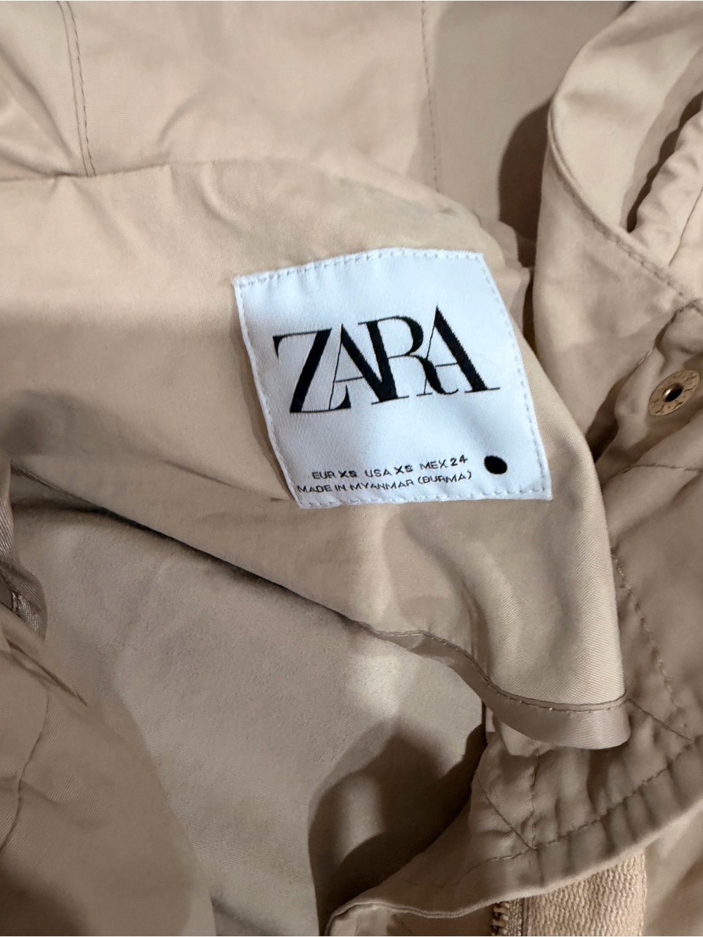 Zara Women's Hooded Utility Jacket in Tan 0323 - Picture 4 of 4